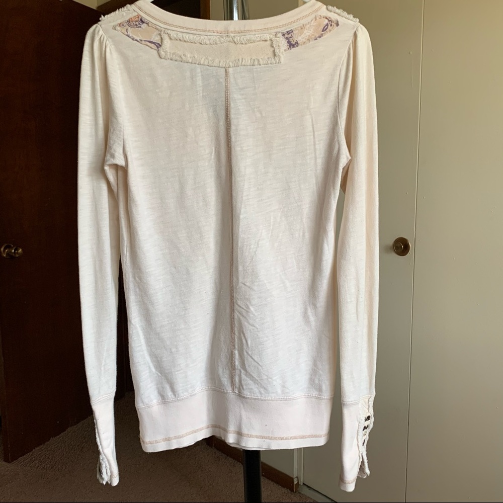 Free People Patchwork Button Cuff Thermal Top - image 4